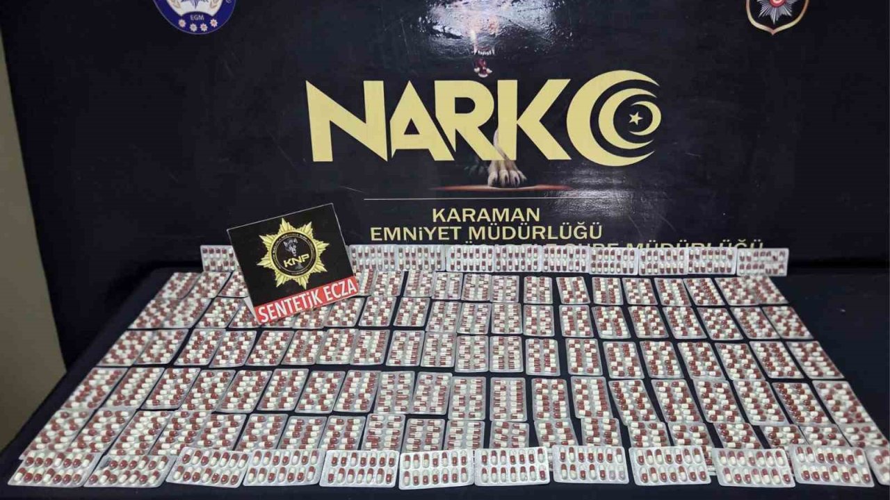 Karaman’da bin 752 adet uyuşturucu hap ele geçirildi