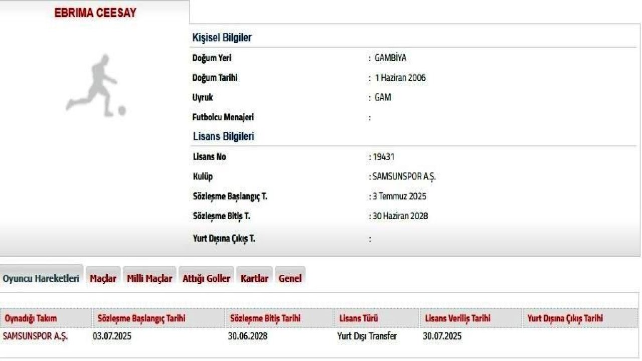 Samsunspor, Ebrima Ceesay ile 3 yıllık sözleşme imzaladı