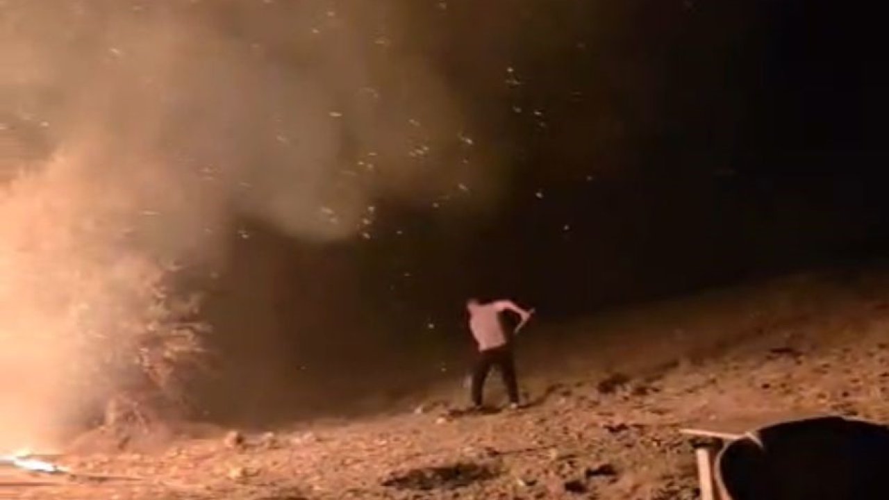 Kavun satış tezgahı alevlere teslim oldu