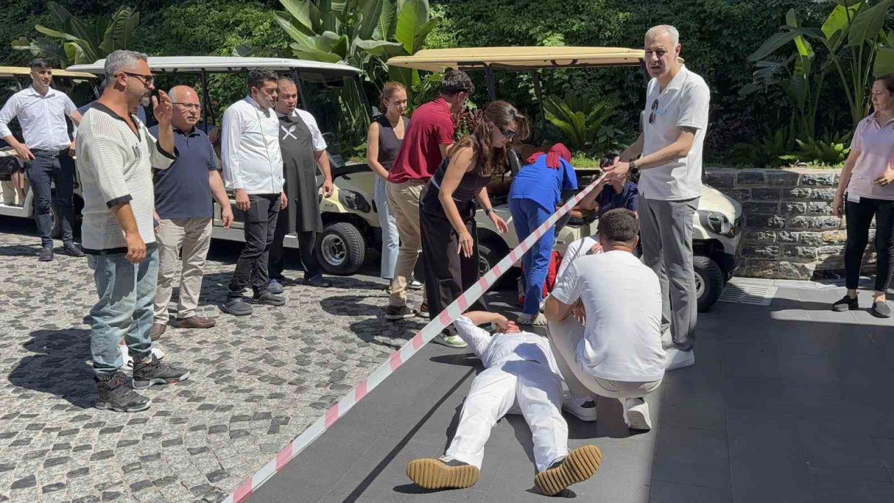 Bodrum’da otelde yapılan yangın tatbikatı nefesleri kesti
