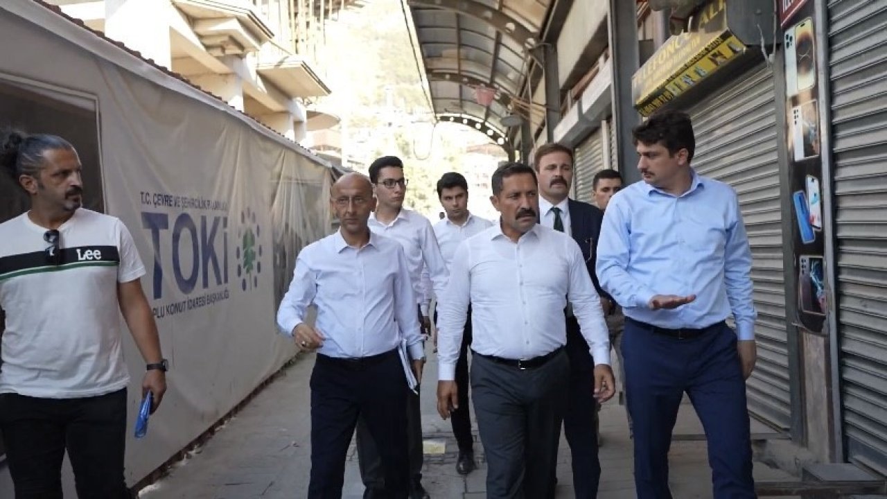 Vali Masatlı, Tarihi Uzun Çarşı’daki çalışmaları inceledi