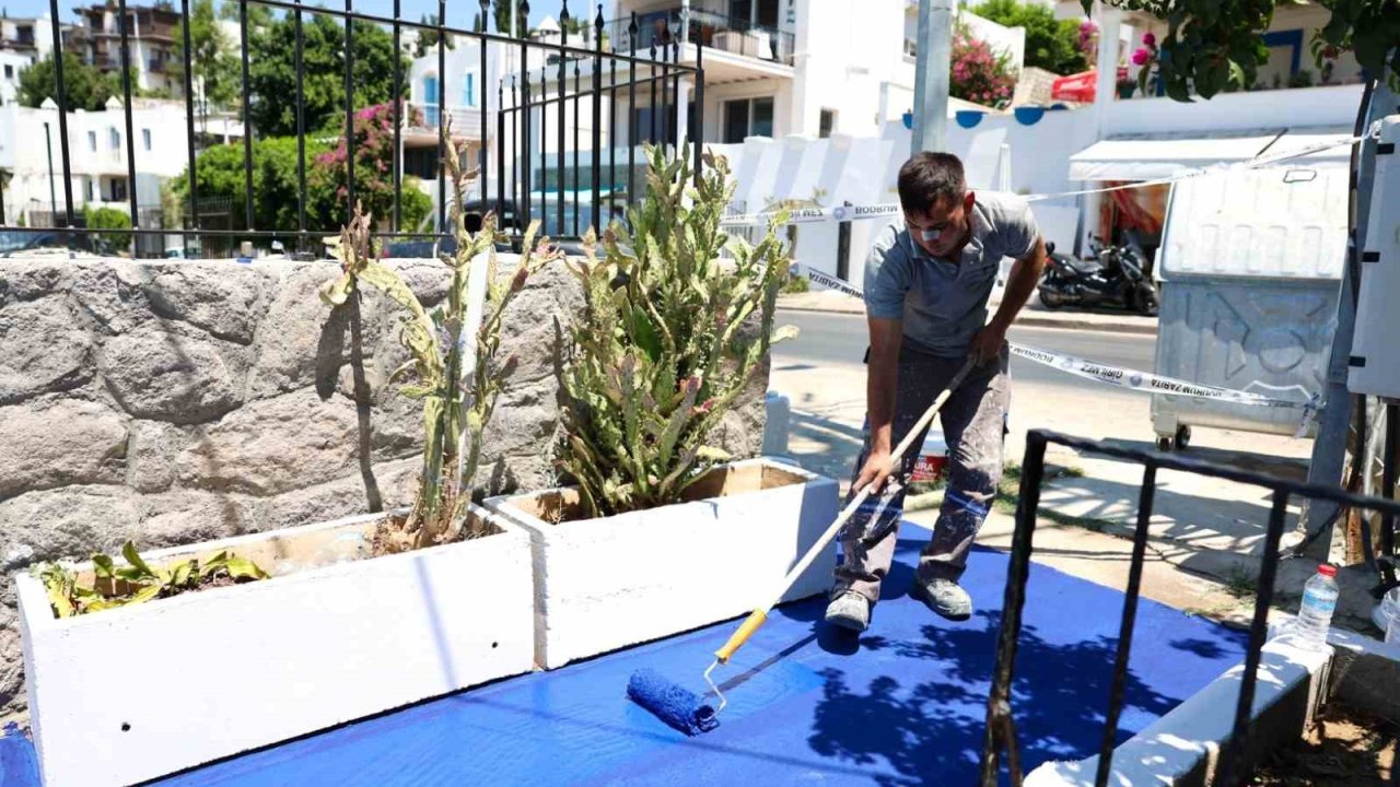 Bodrum sokakları mavi ve beyaza boyanıyor