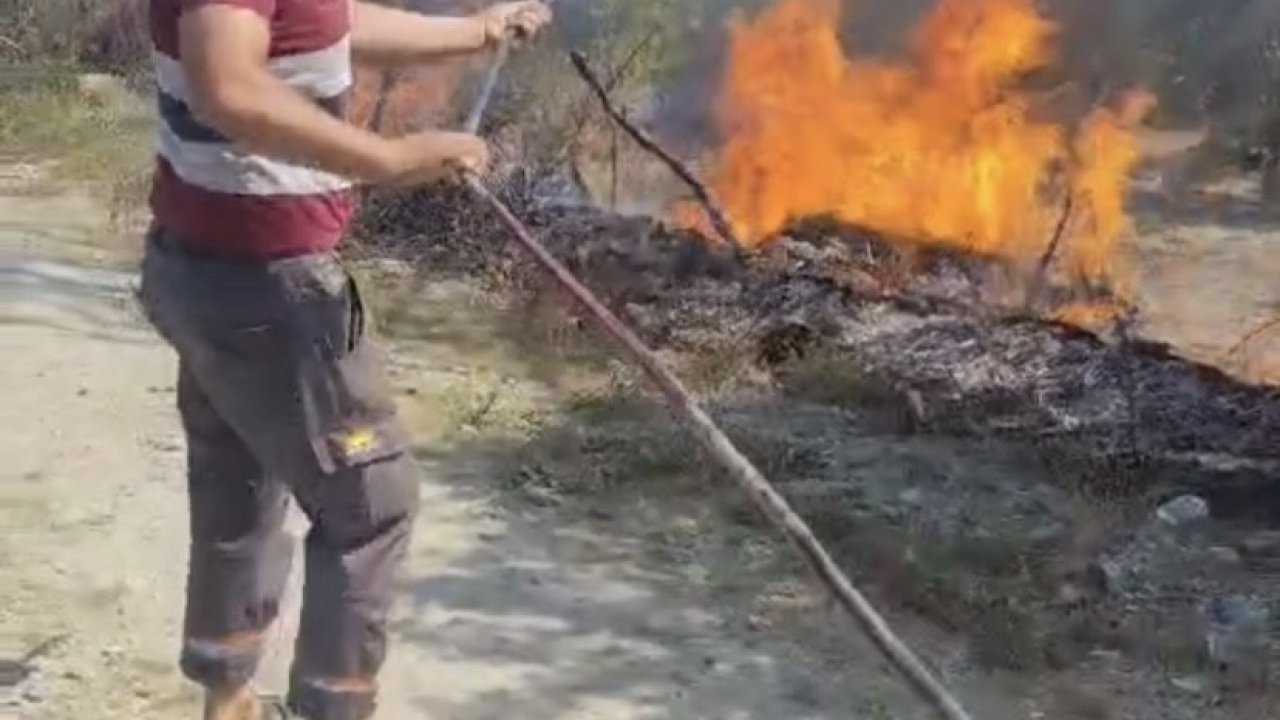 Hatay’da sıcaktan kopan elektrik teli yangına neden oldu