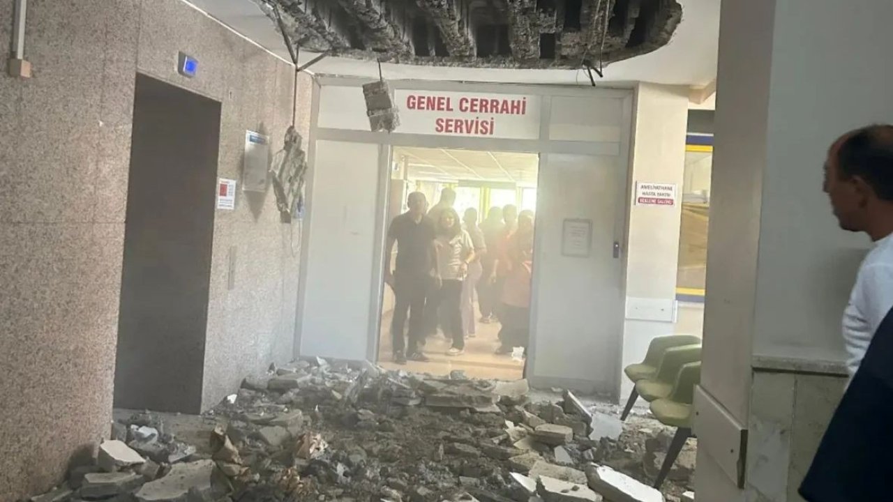 Denizli Devlet Hastanesinde yaşanan tavan çökmesinde 2 kişi yaralandı