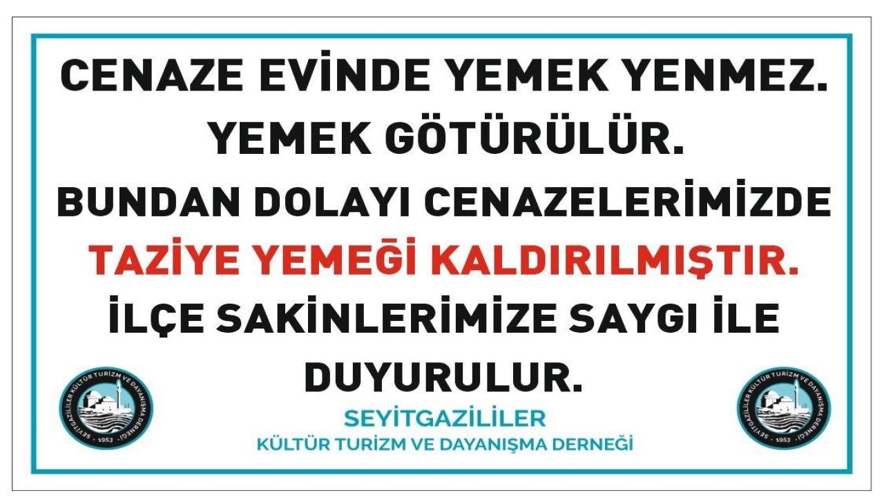 Seyitgazi’de taziye yemeği kaldırıldı