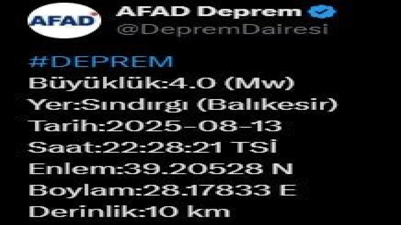 Balıkesir’de 4 büyüklüğünde deprem