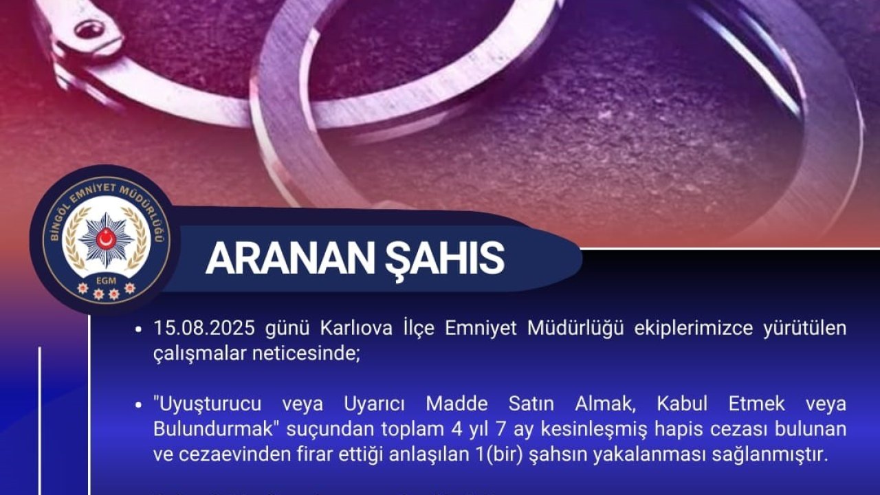 Bingöl’de aranan firari yakalandı