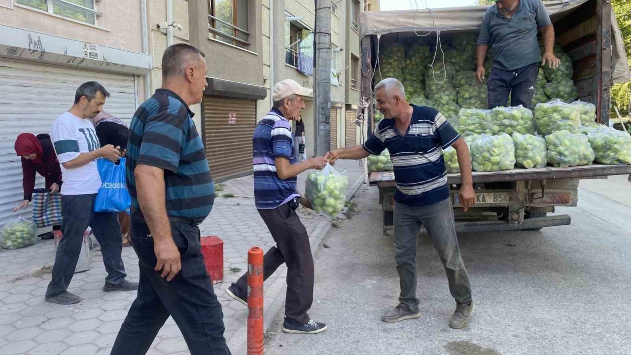 Yaklaşık 5 ton dolma biberi ücretsiz dağıttı