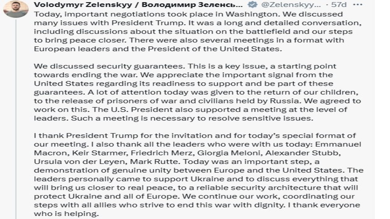 Ukrayna Devlet Başkanı Zelenskiy: "ABD’nin güvenlik garantilerine destek sinyalini memnuniyetle karşılıyoruz"