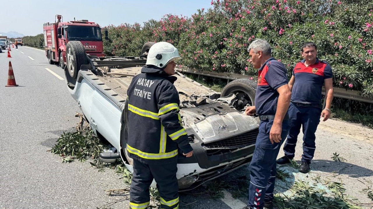 Takla atan otomobilin sürücüsü yaralandı