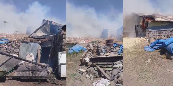 Kars'ta yangın: 1 ev, 2 samanlık ve 1 ahır kül oldu