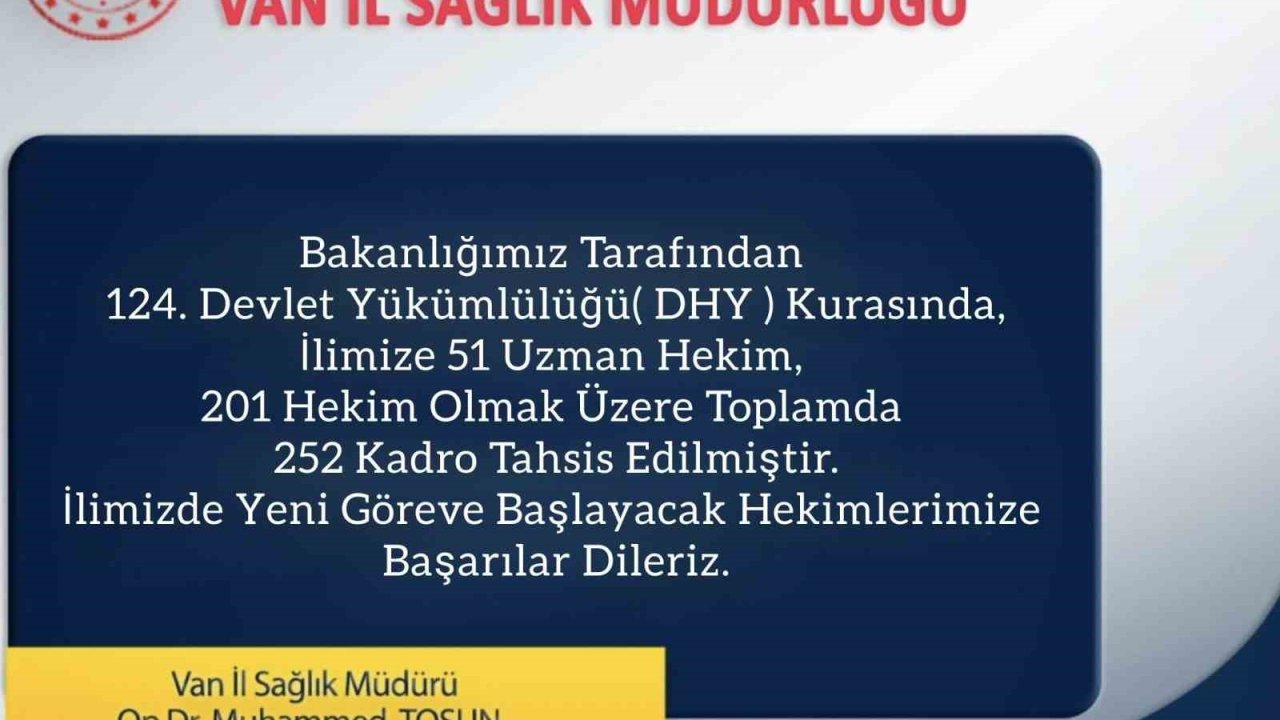 Van’a 252 yeni hekim atandı