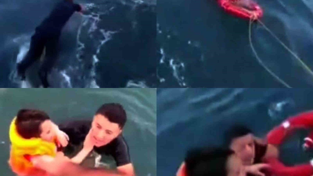 O  anlar kamerada: Denizde bin 200 metre sürüklenen çocuk kurtarıldı