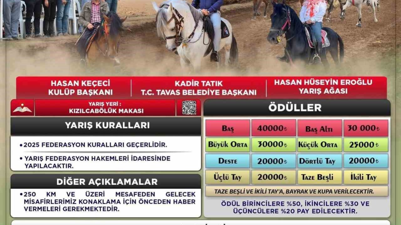 Tavas 14. Geleneksel Tavas Rahvan At Yarışları için geri sayım başladı