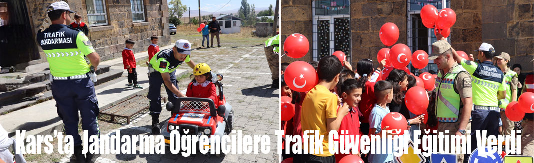 Kars'ta  Jandarma Öğrencilere Trafik Güvenliği Eğitimi Verdi