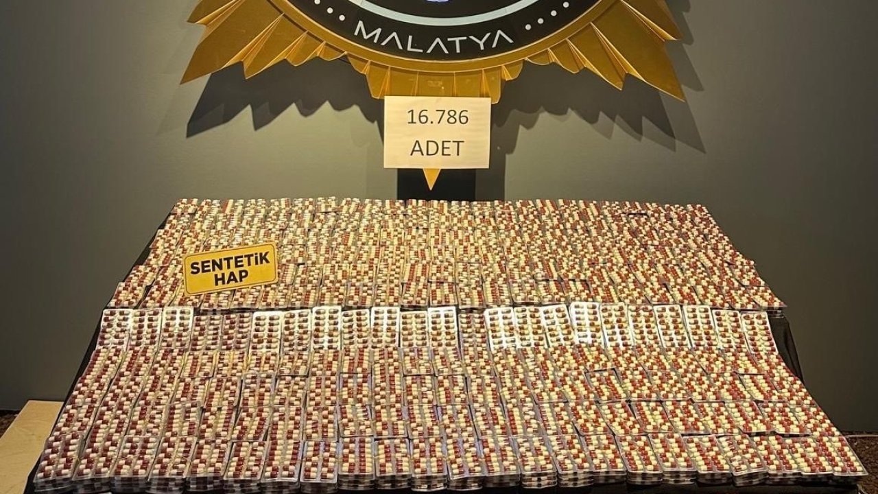 Malatya’da 16 bin 786 sentetik ecza hap ele geçirildi
