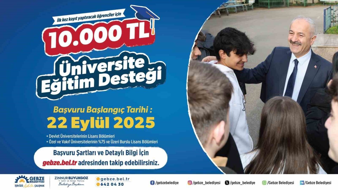 Gebze’de üniversite eğitim desteği 10 bin TL’ye çıkarıldı