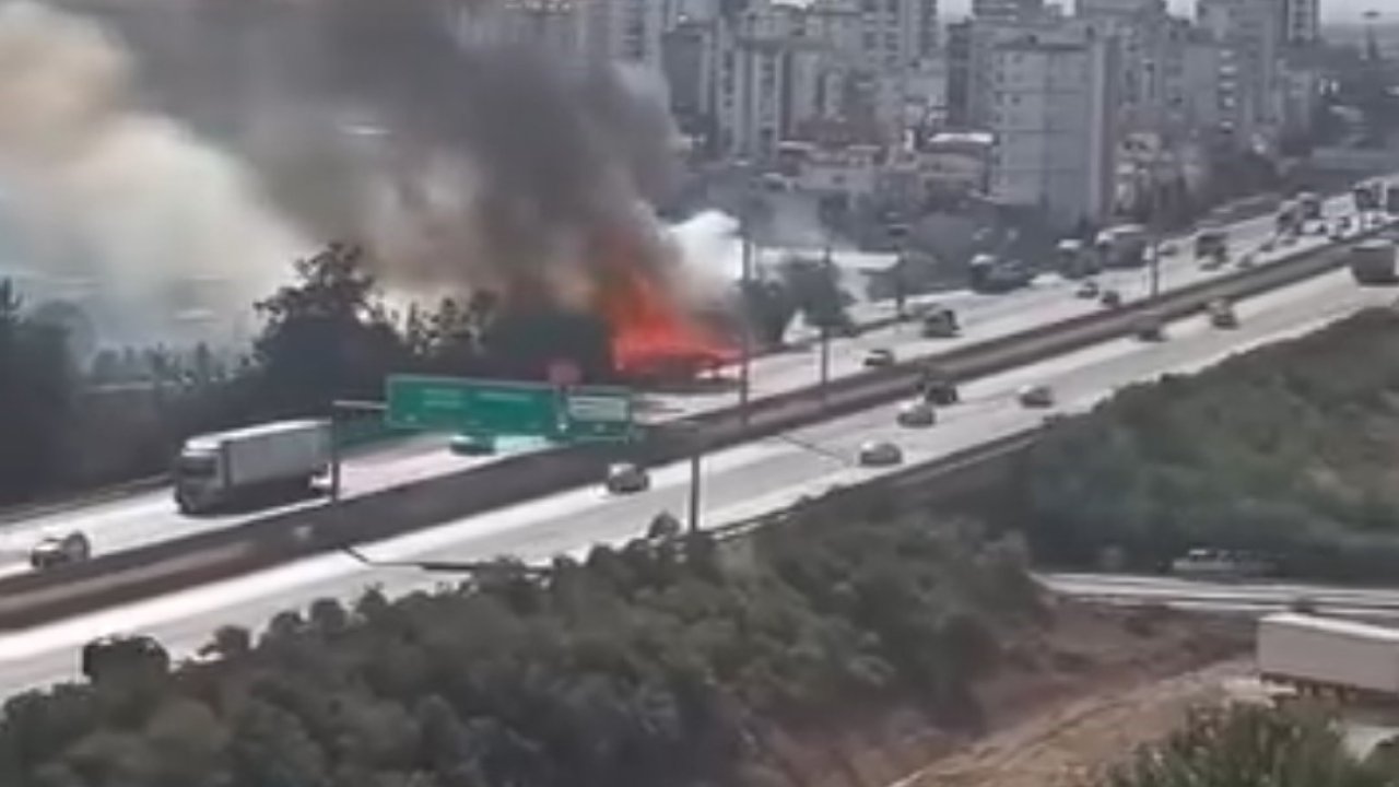 Adana’da otoyol kenarında otluk alan yangını
