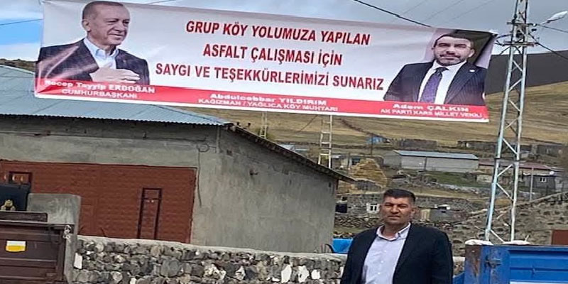 Kağızman’da Yol Hizmetlerine Teşekkür Afişi