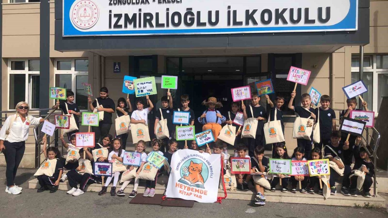 Karadeniz Ereğli’de minik okurlardan "Heybemde Kitap Var" projesi