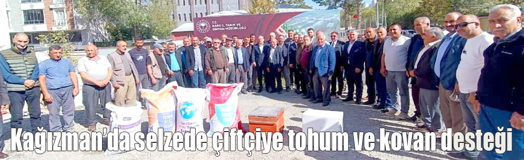 Kağızman’da selzede çiftçiye tohum ve kovan desteği.