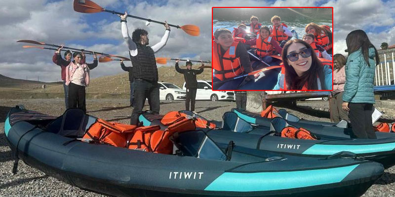 Çocuklar Çıldır Gölü'nde kanoyla tanıştı