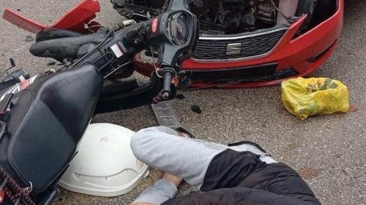 Motosiklet ve otomobil kafa kafaya çarpıştı: 1 yaralı