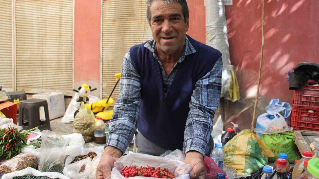 Sonbaharın kırmızısı kızılcık pazar tezgahlarında