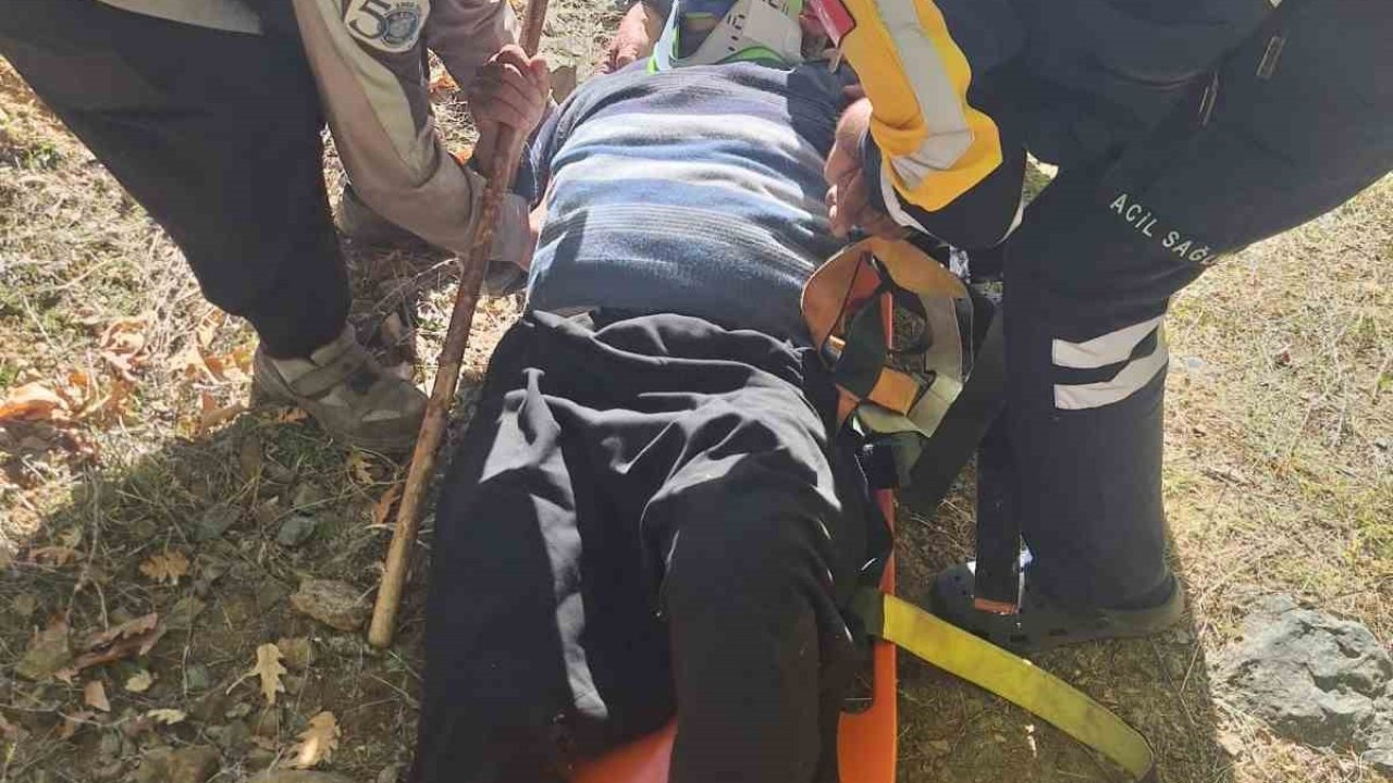 Hayvan otlatırken kayalıklardan düşen gazi kurtarıldı