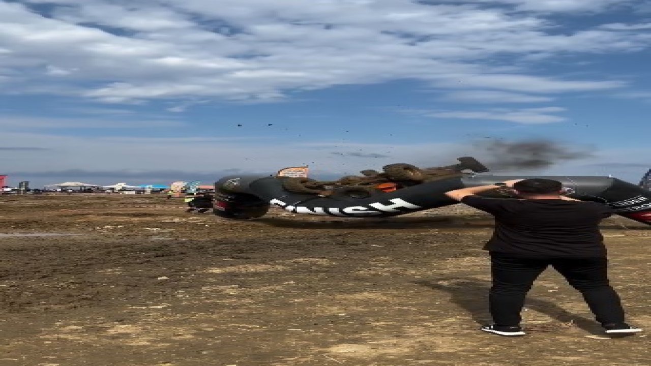 Finish çizgisini takla atarak geçtiler