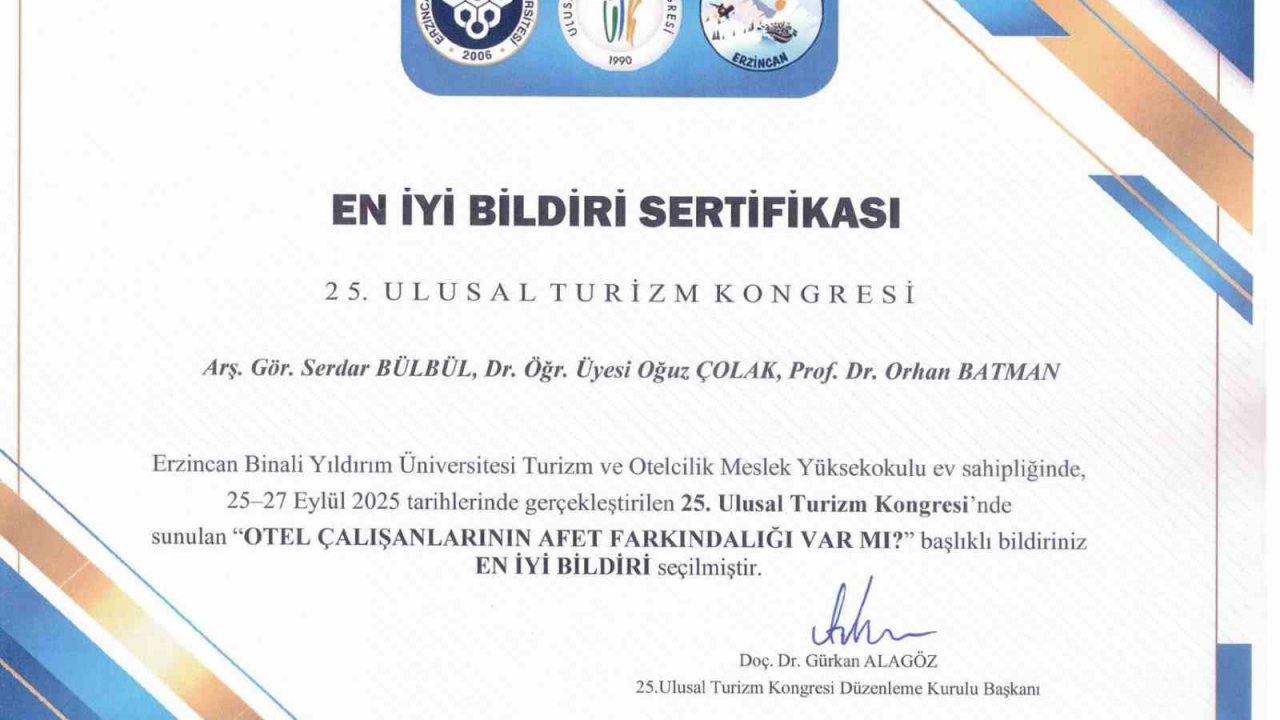 SUBÜ akademisyenlerine en iyi bildiri ödülü