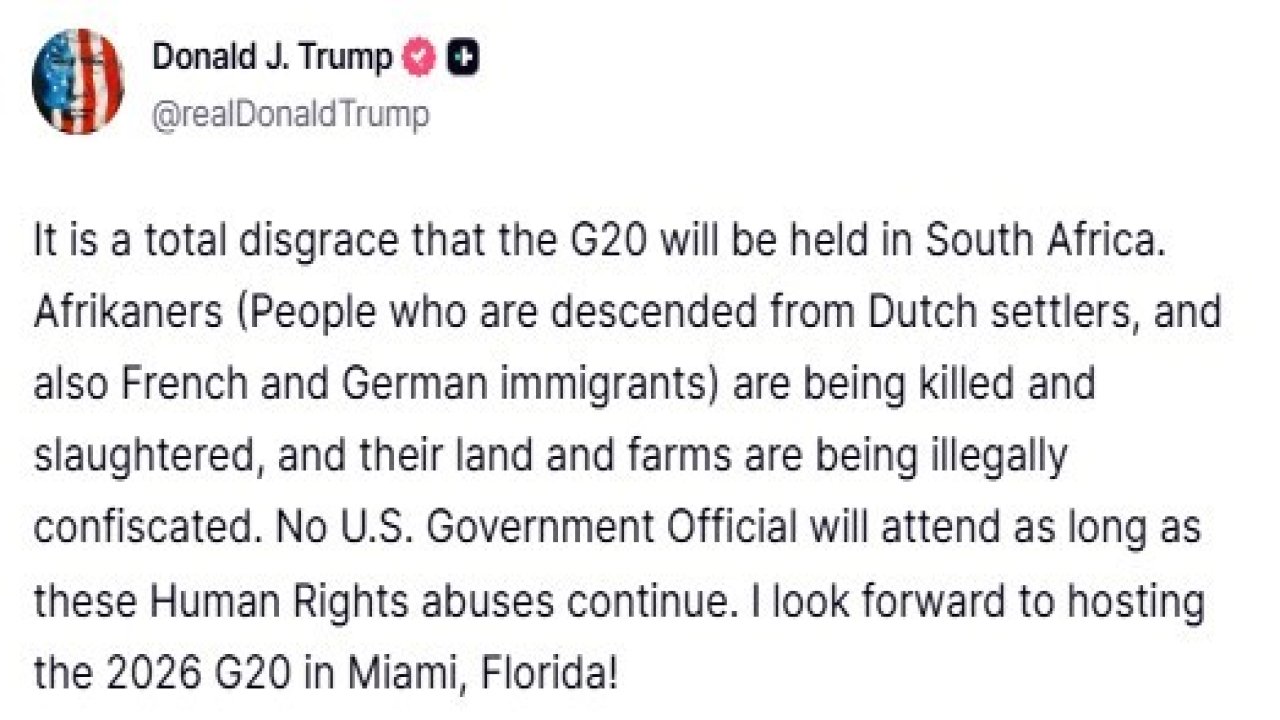 ABD Başkanı Trump’tan G20 Zirvesi tepkisi: "Güney Afrika’da yapılacak olması tam bir rezalet"
