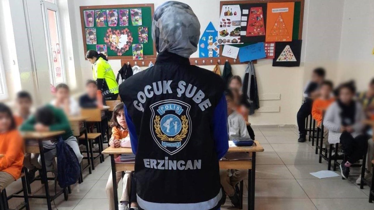 Erzincan’da çocuk polisi öğrencileri bilgilendirdi