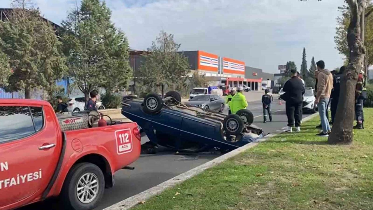 Takla atan araçtan burnu bile kanamadan çıktı