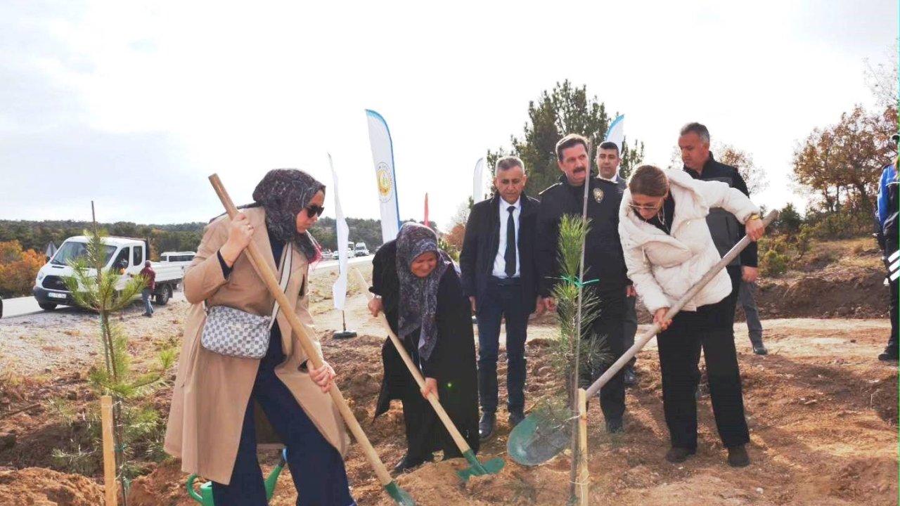 Kütahya’da şehitler için 350 fidan toprakla buluştu