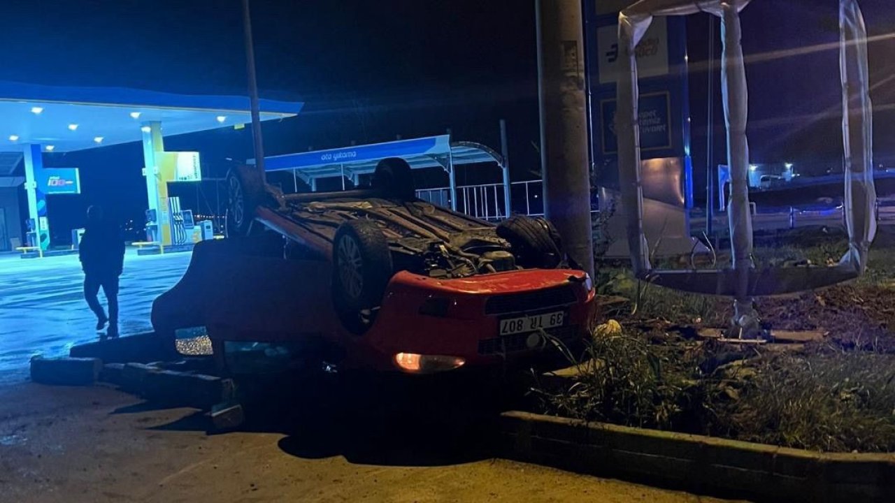 Lüleburgaz’da takla atan otomobildeki 2 kişi yaralı olarak kurtuldu