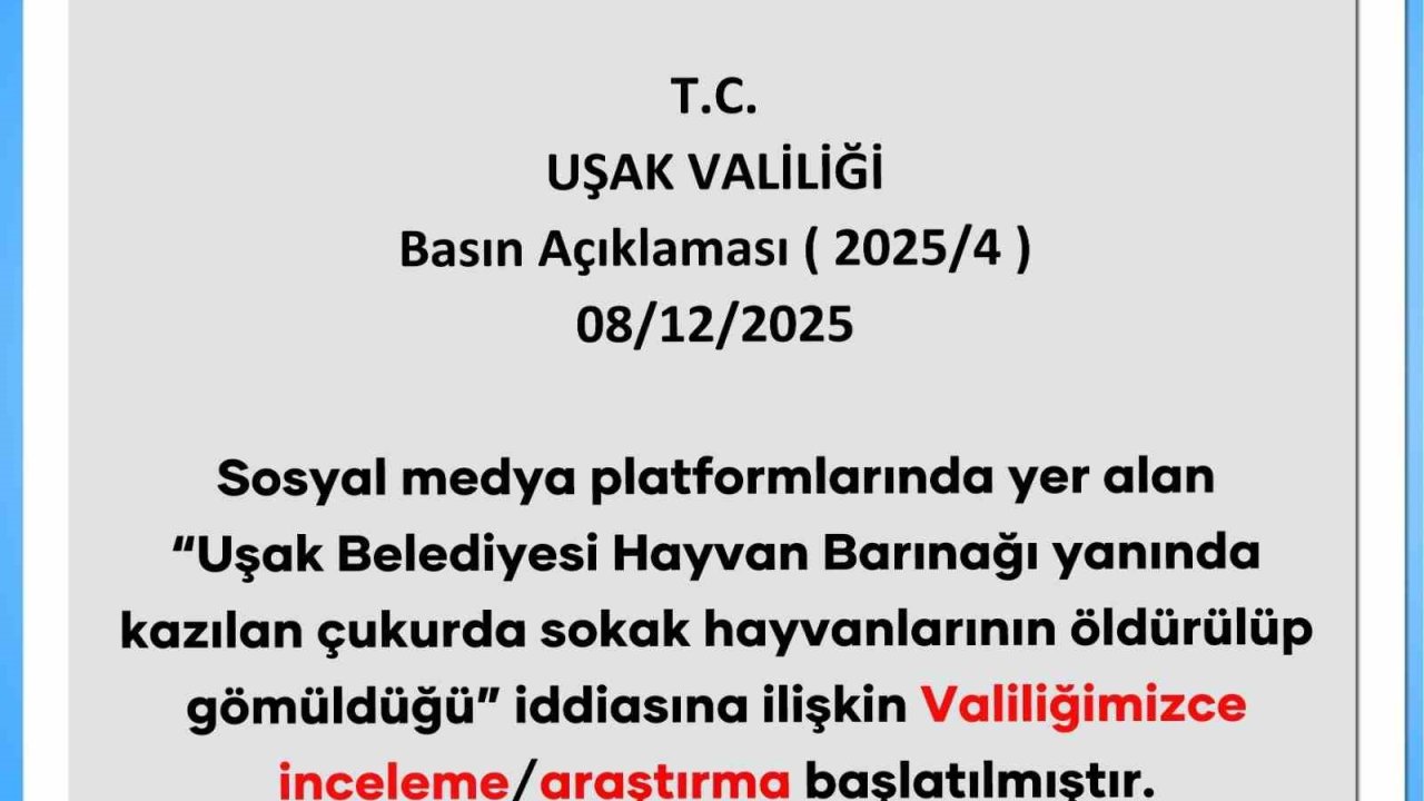 Uşak Valiliği, bakım evi yanında ölü hayvan bulunduğu iddialarıyla ilgili inceleme başlattı