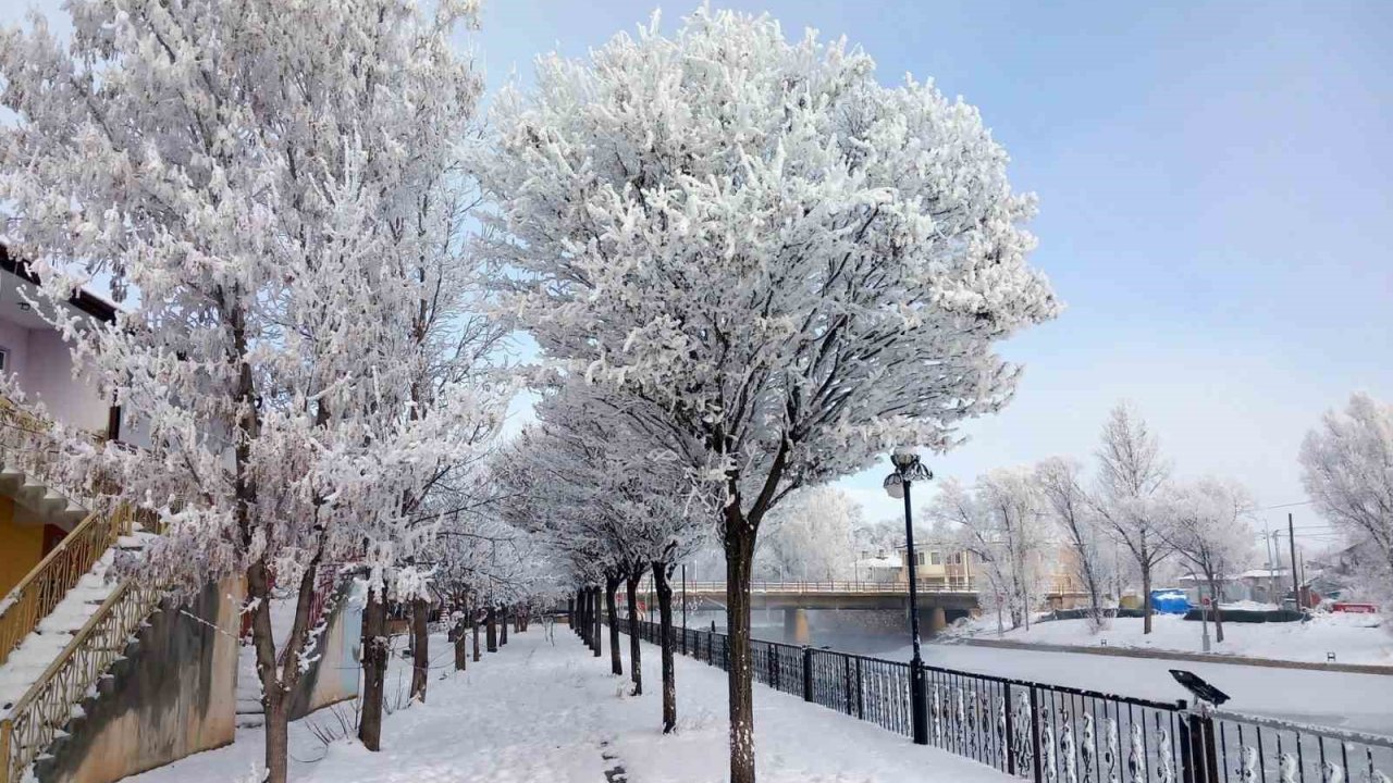 Bayburt’un Arpalı Beldesi güne kar yağışıyla uyandı