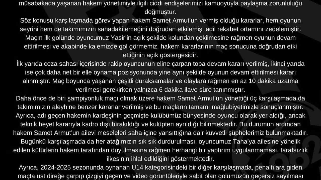 Kocasinan Şimşekspor’dan sert açıklama: "Bu hakemi maçlarımıza istemiyoruz"