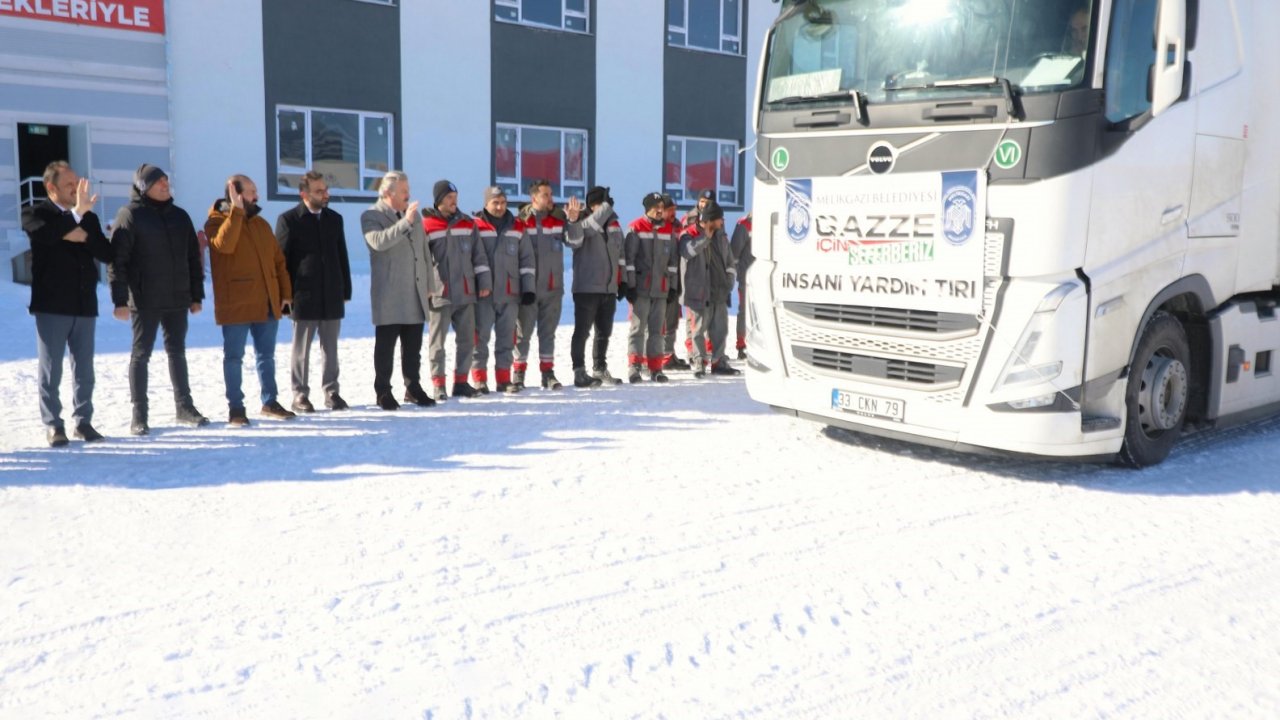 Melikgazi’nin yardım tırı dualarla Gazze’ye uğurlandı
