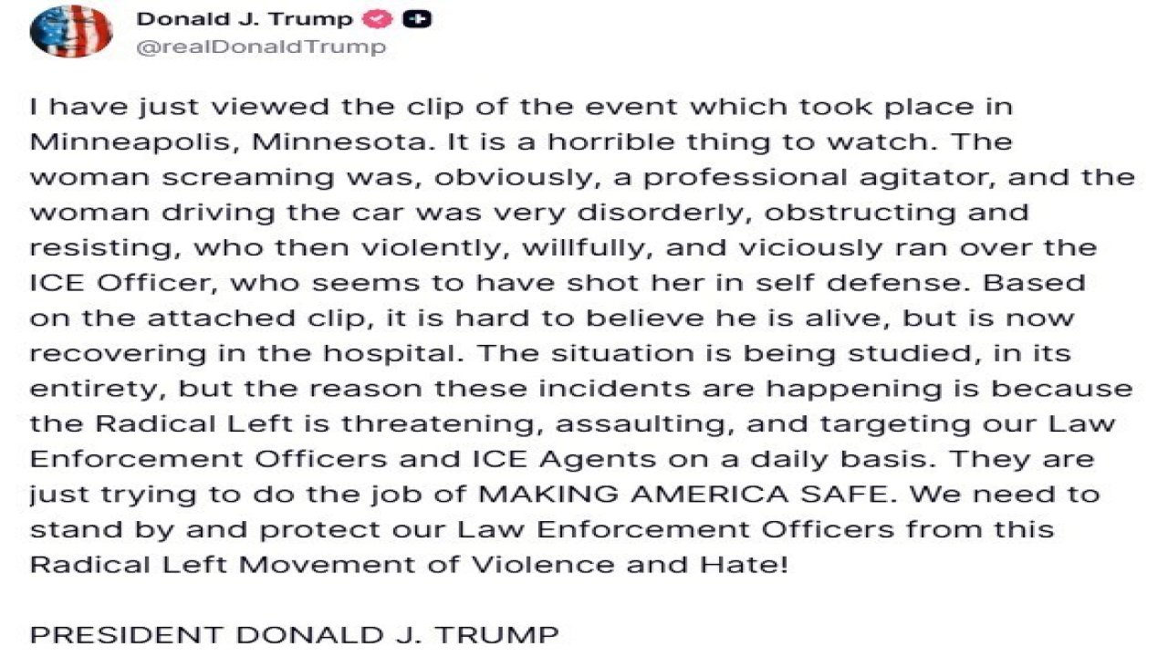 Trump’tan Göçmenlik ve Gümrük Muhafaza Dairesi ajanlarının bir kadını vurarak öldürmesi ile ilgili açıklama