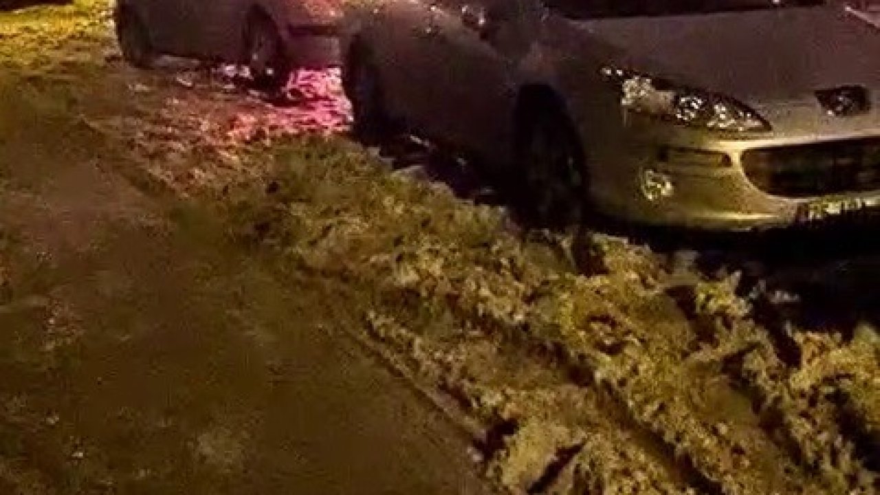 Yakutiye’de park halindeki araç alev alev yandı