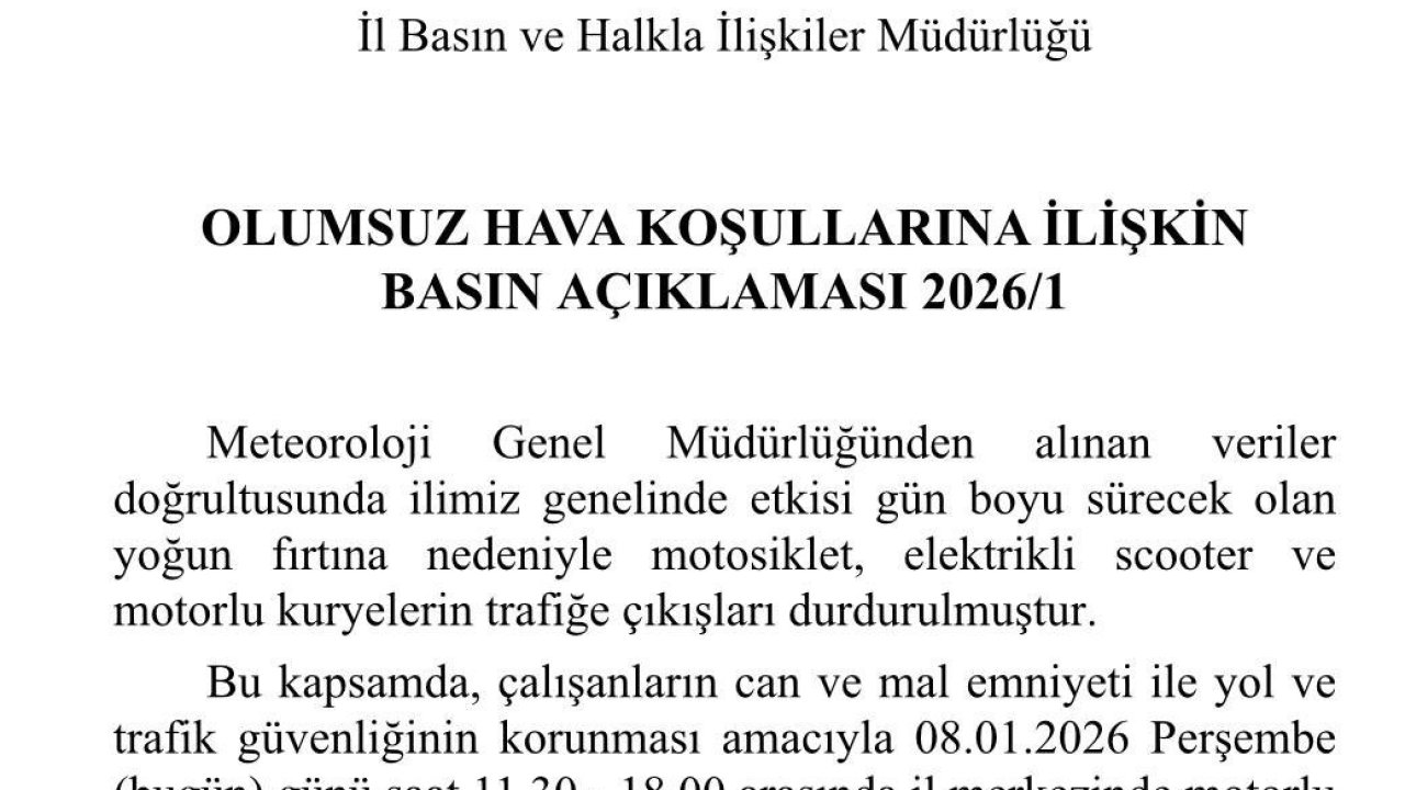 Denizli’de fırtına nedeniyle motorla trafiğe çıkışlar durduruldu