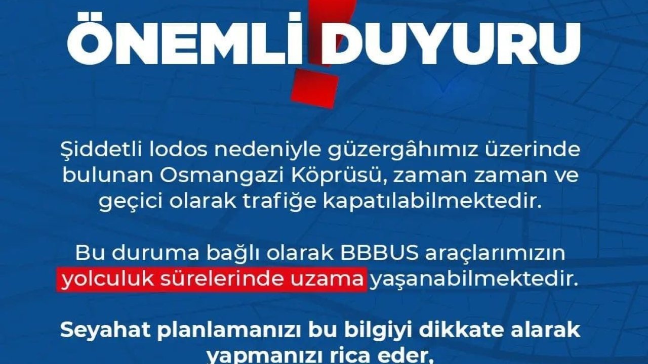 Burulaş’tan havalimanı seferleri hakkında son dakika duyurusu