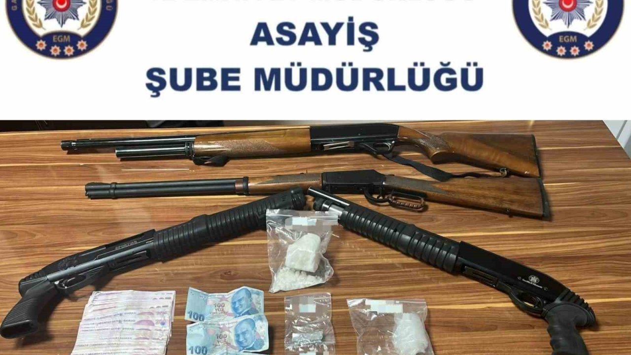 Gaziantep’te 4 adet ruhsatsız tüfek ile uyuşturucu madde ele geçirildi: 4 gözaltı