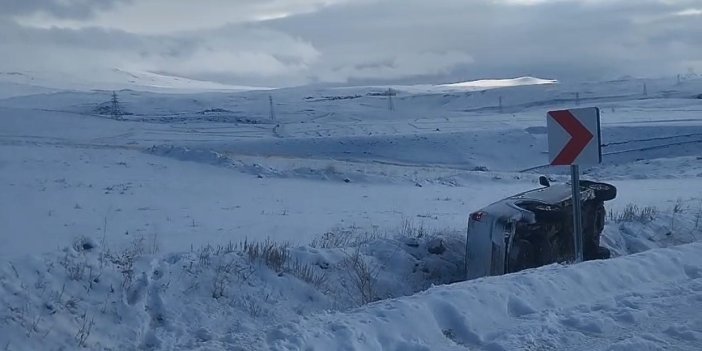 Sarıkamış’ta otomobil takla attı: 1 yaralı