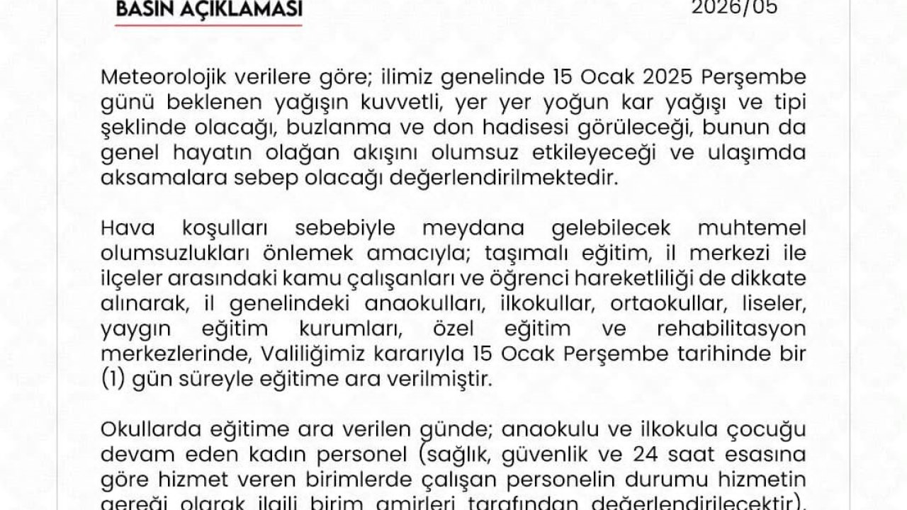 Niğde’de eğitime kar engeli