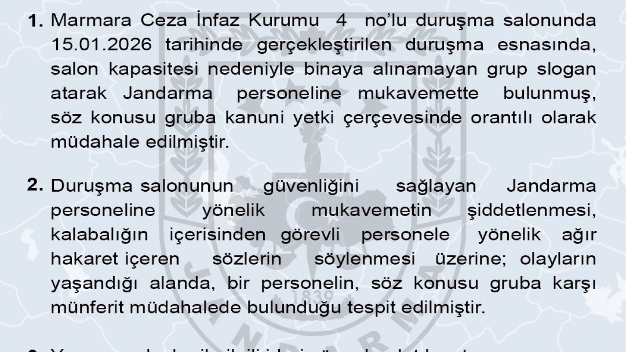 Jandarma Genel Komutanlığı: "Gruba kanuni yetki çerçevesinde orantılı olarak müdahale edilmiştir"