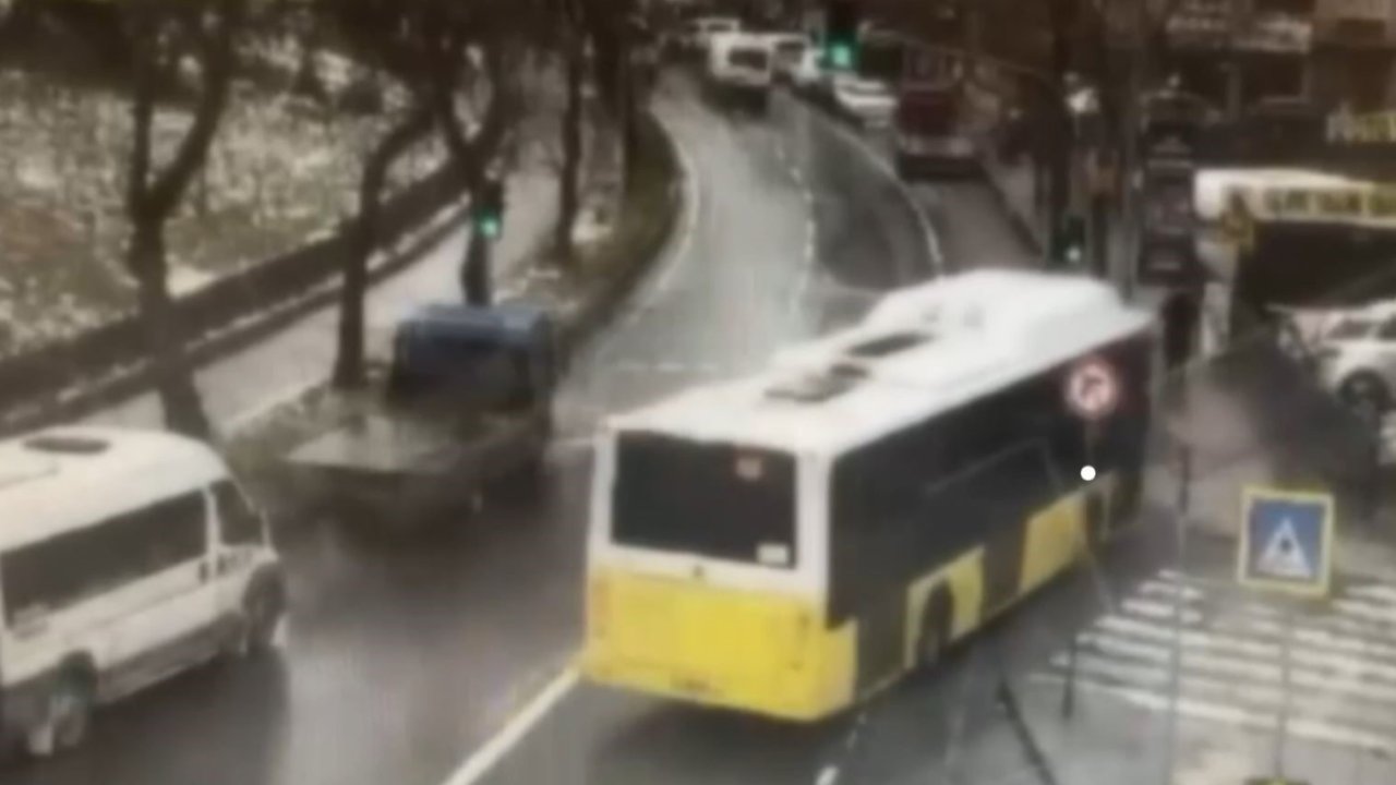 Esenler’de otoparka dalan İETT otobüsünün altında kalmaktan son anda kurtuldu