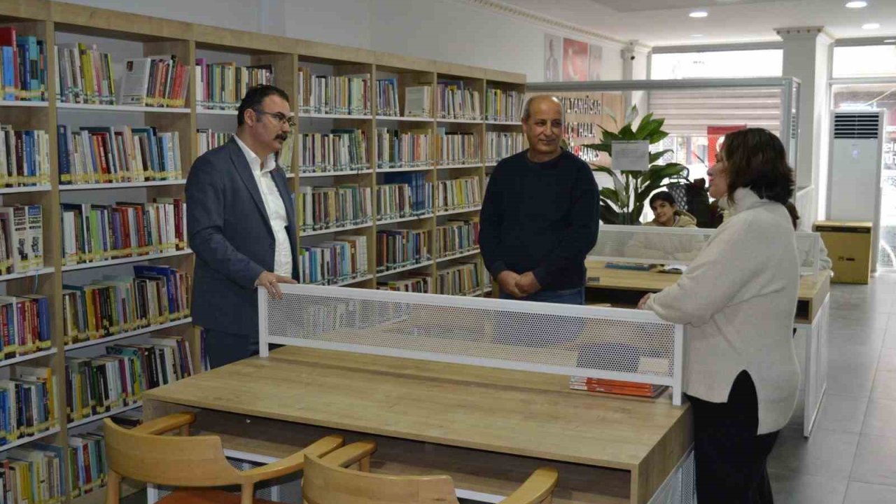 Sultanhisar Kaymakamı Ateş, kütüphanelerde çalışmaları yerinde inceledi